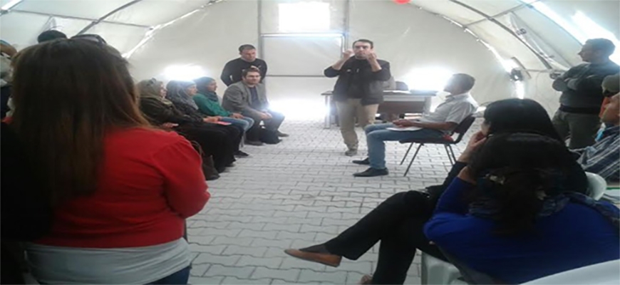A training workshop for teachers in the Afad camp in Sroujimage