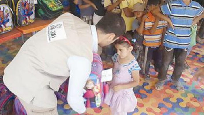 “Raf” distributed school bags to students in the primary stage in “Zaatari” campimage